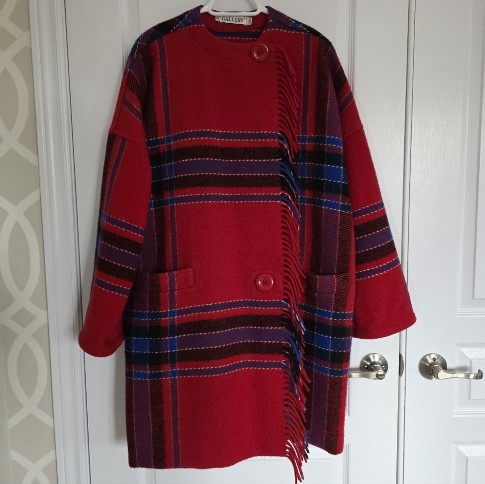Vintage Wool Plaid Blanket Coat